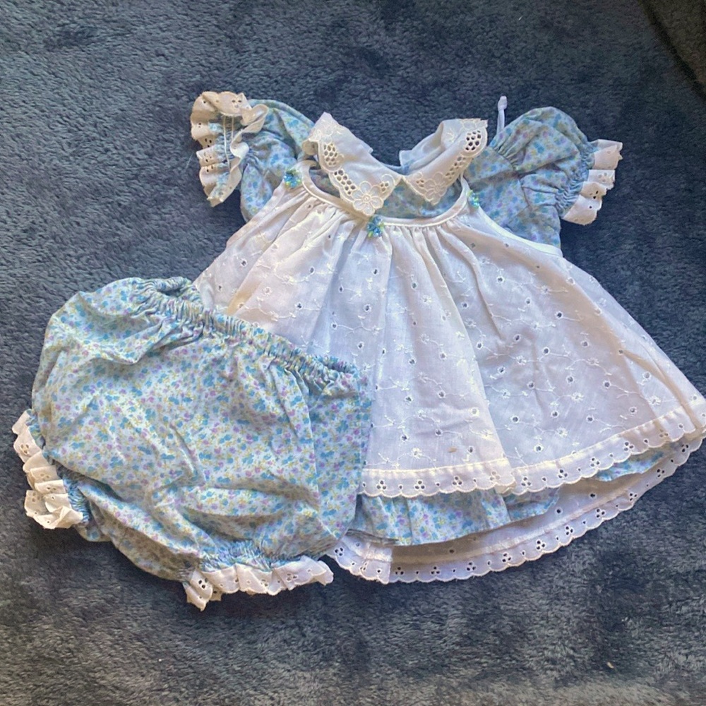 Vintage baby girl dress with matching undergarment